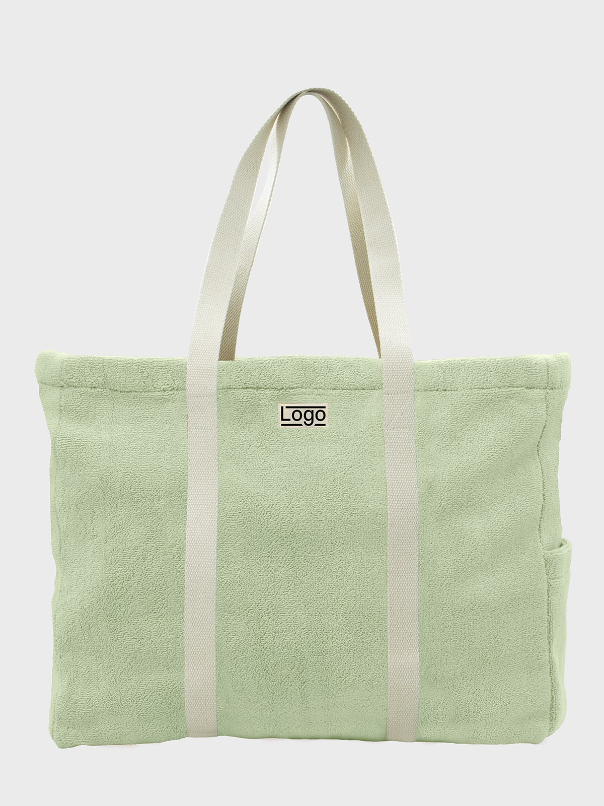 Sac de plage promotionnel personnalisable éponge Garance Vert amande